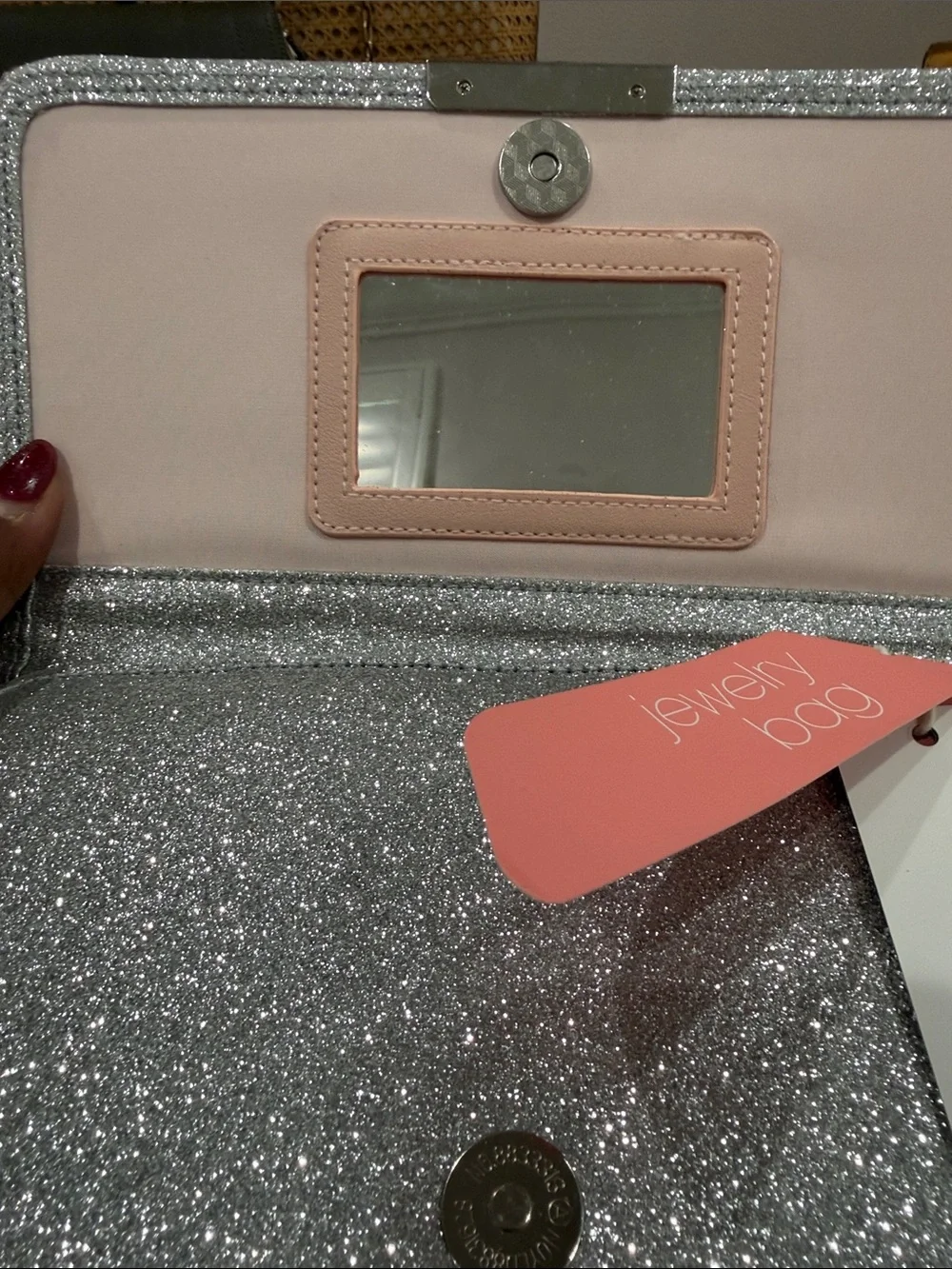 NWT Bagsmart Silver Glitter Jewelry Bag